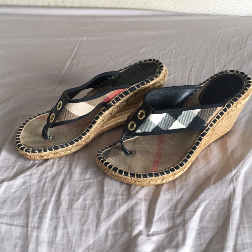 Burberry Wedge Flip Flop in Signature Pattern